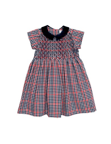 checked flannel dress with diamond smock