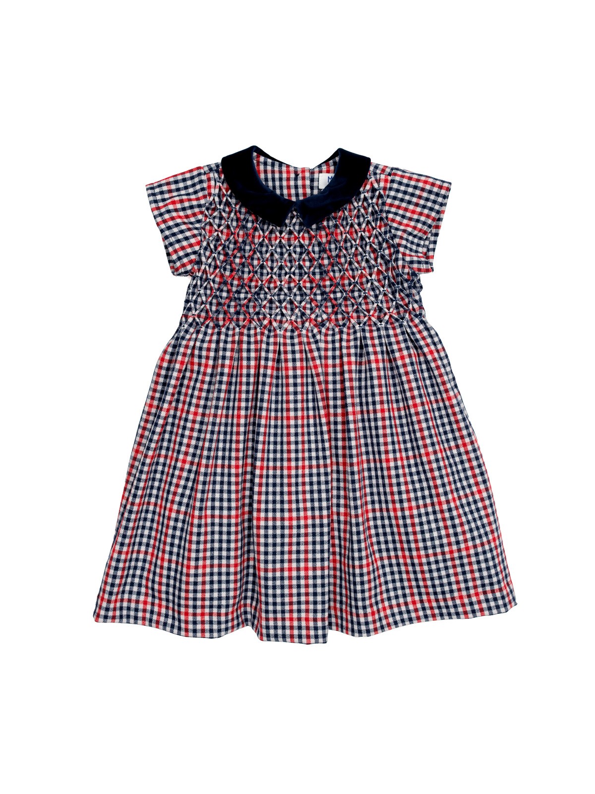 checked flannel dress with diamond smock