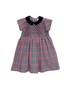 checked flannel dress with diamond smock