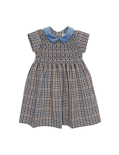 vestito in flanella a quadri con smock diamante
