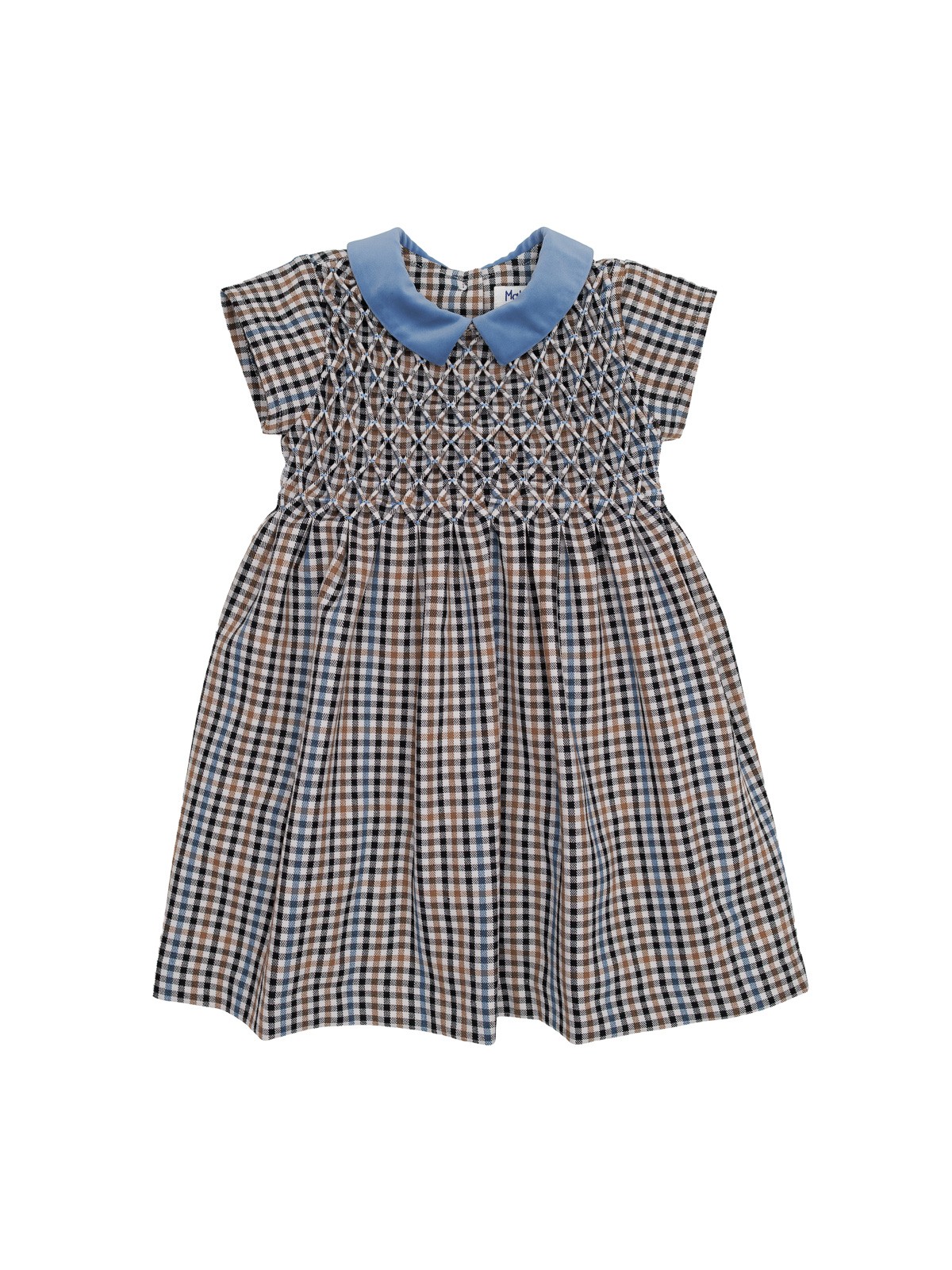 checked flannel dress with diamond smock