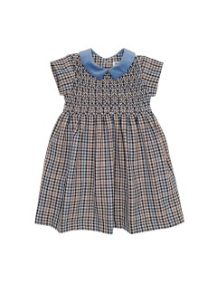 checked flannel dress with diamond smock