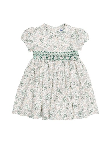 printed dress with smock
