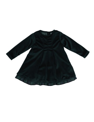 velvet dress with contrasting frill and long sleeves
