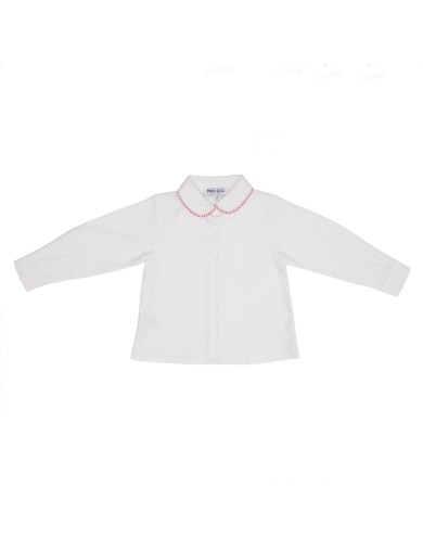 camicia in twill con ricamo sul collo