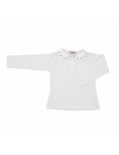 jersey polo with heart embroidery