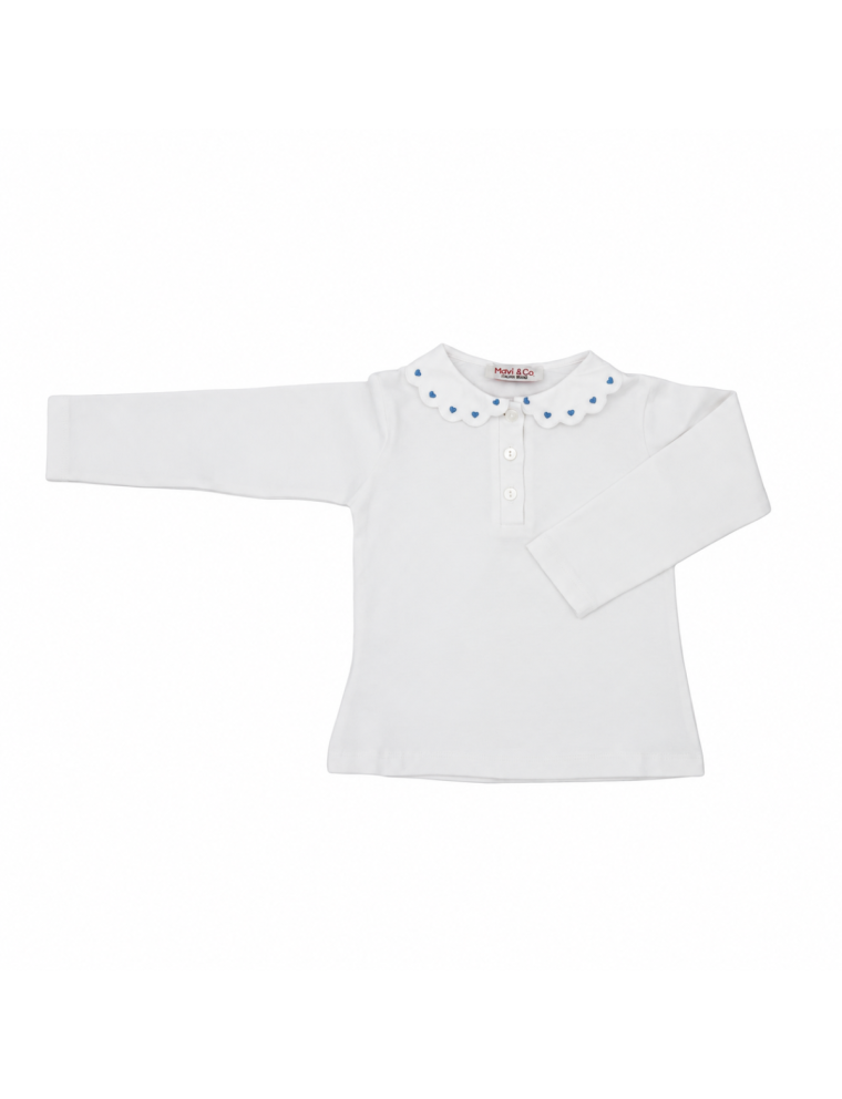 polo in jersey con ricamo cuori 