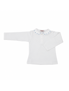 polo in jersey con ricamo cuori 