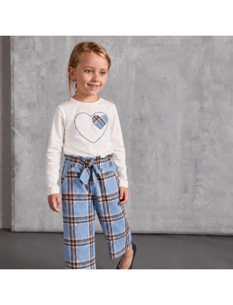 fashion tartan 3/4 trousers with bow