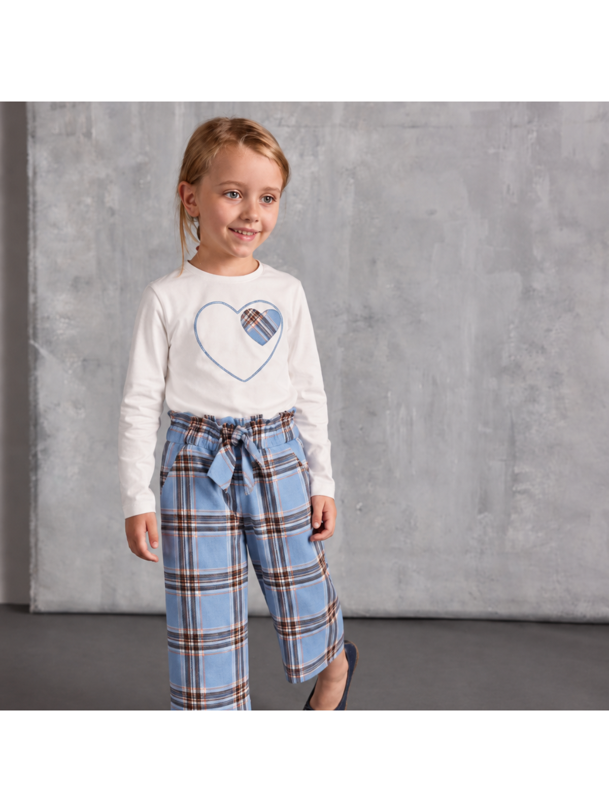 fashion tartan 3/4 trousers with bow