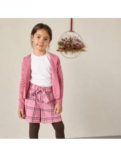 shorts in tartan moda con fiocco