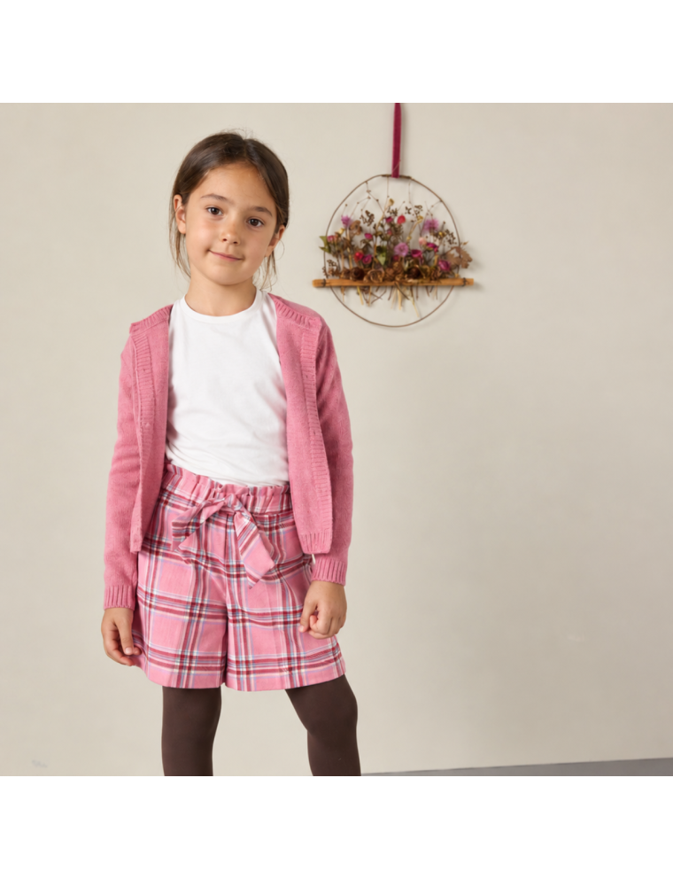 fashion tartan shorts with bow