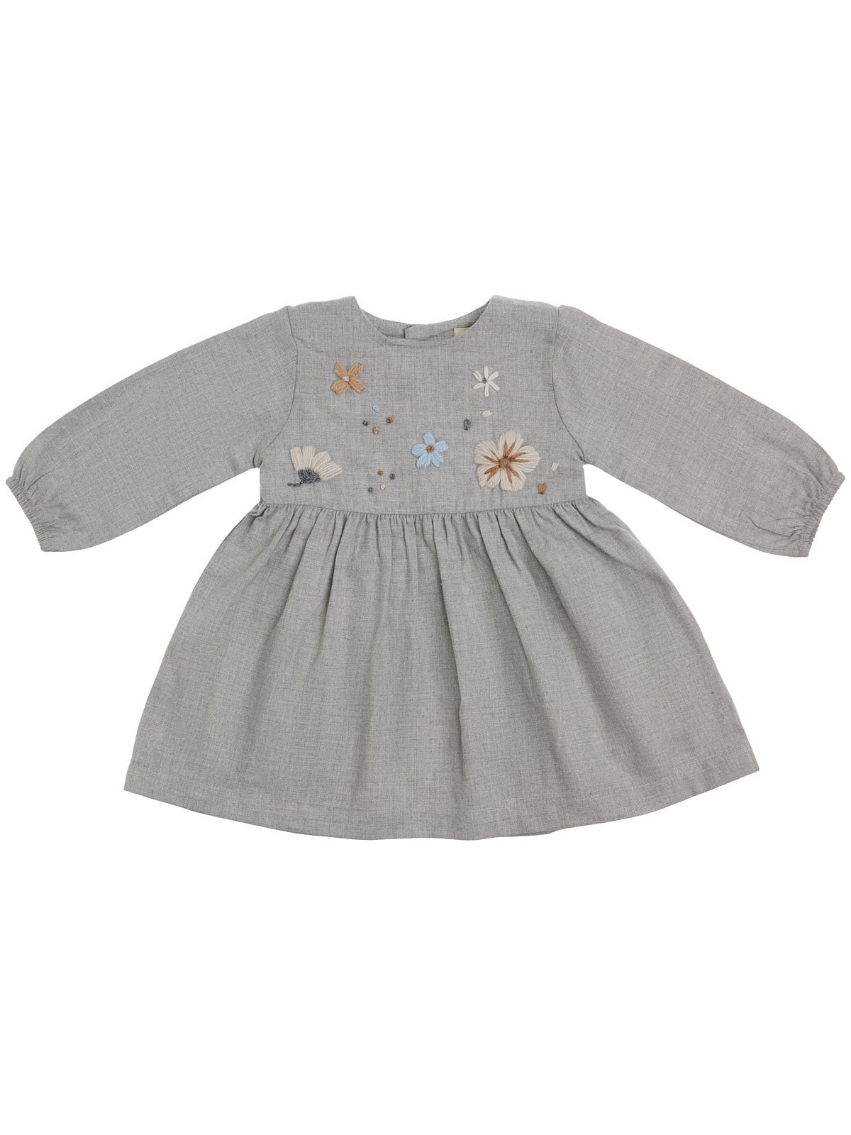 flannel dress with wool embroidered flowers