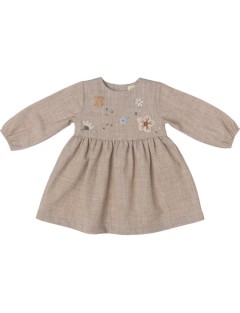 vestito in flanella con fiori ricamati in lana