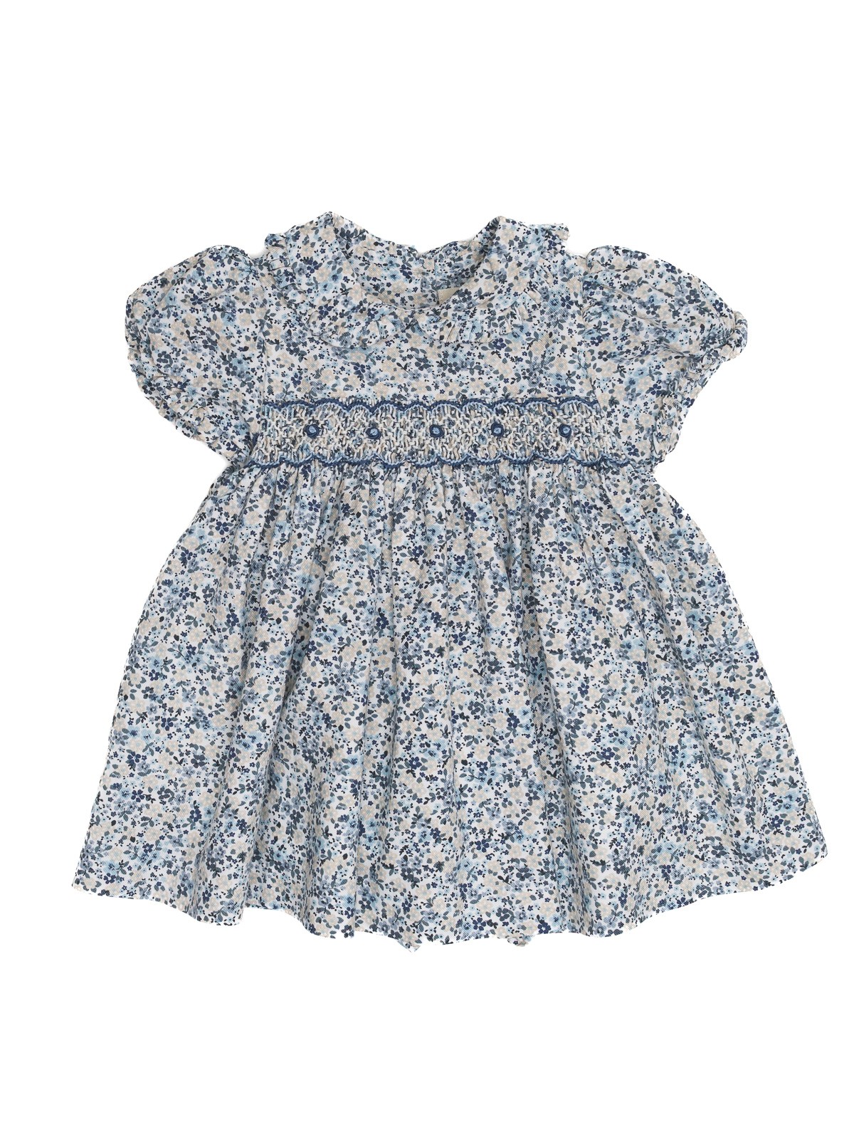 vestito in twill stampato con smock 