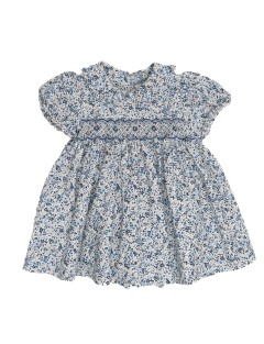 vestito in twill stampato con smock 