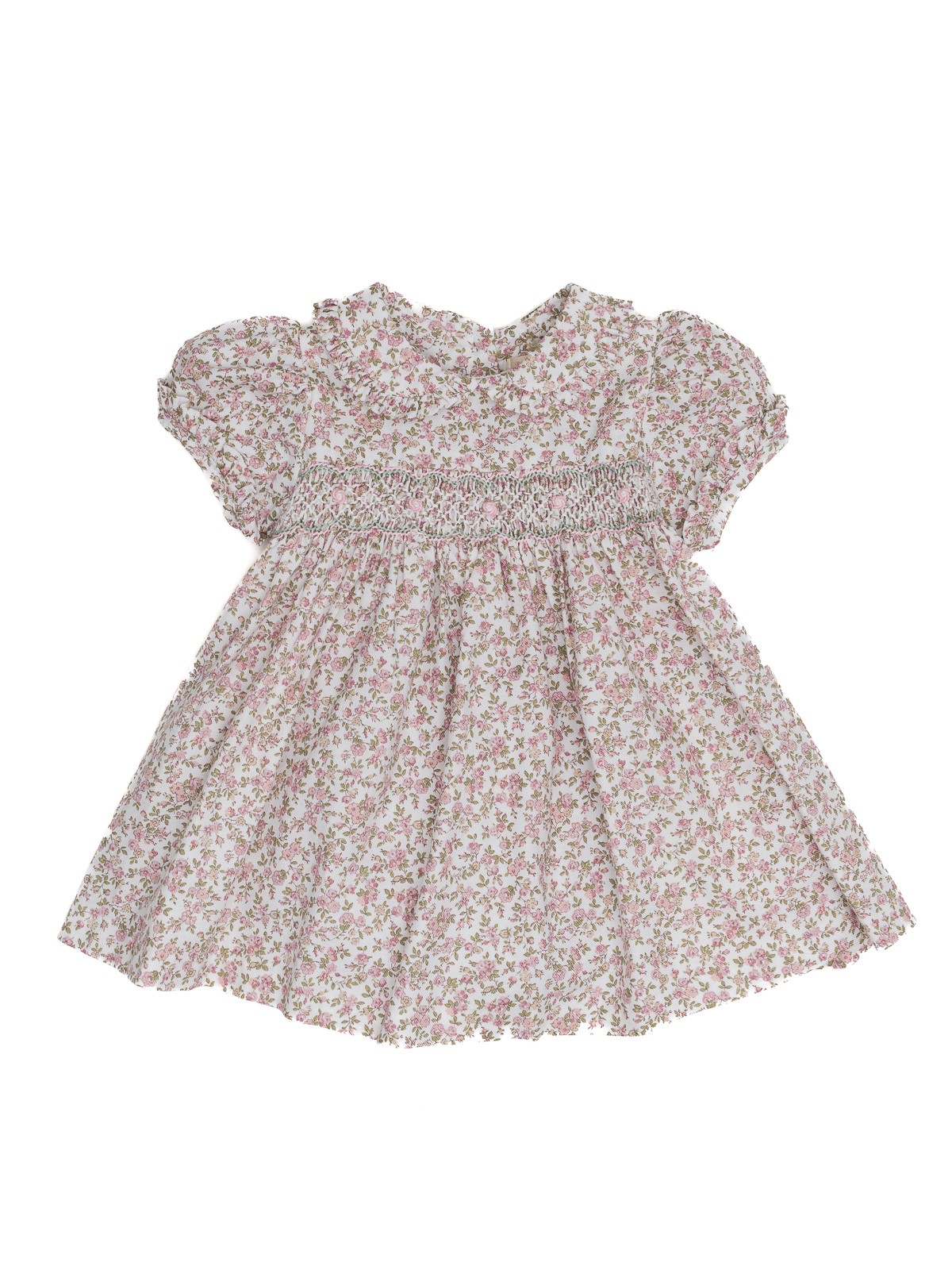 printed twill dress with smock