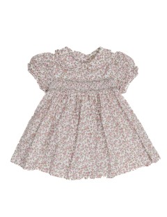 vestito in twill stampato con smock 