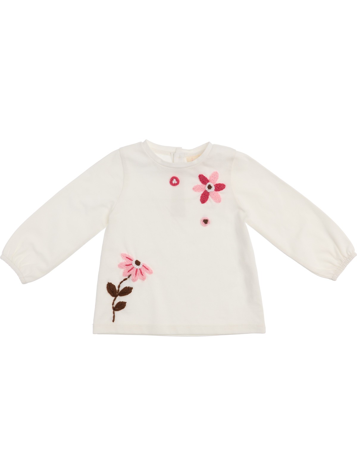 jersey T-shirt with wool embroidered flowers