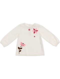 jersey T-shirt with wool embroidered flowers