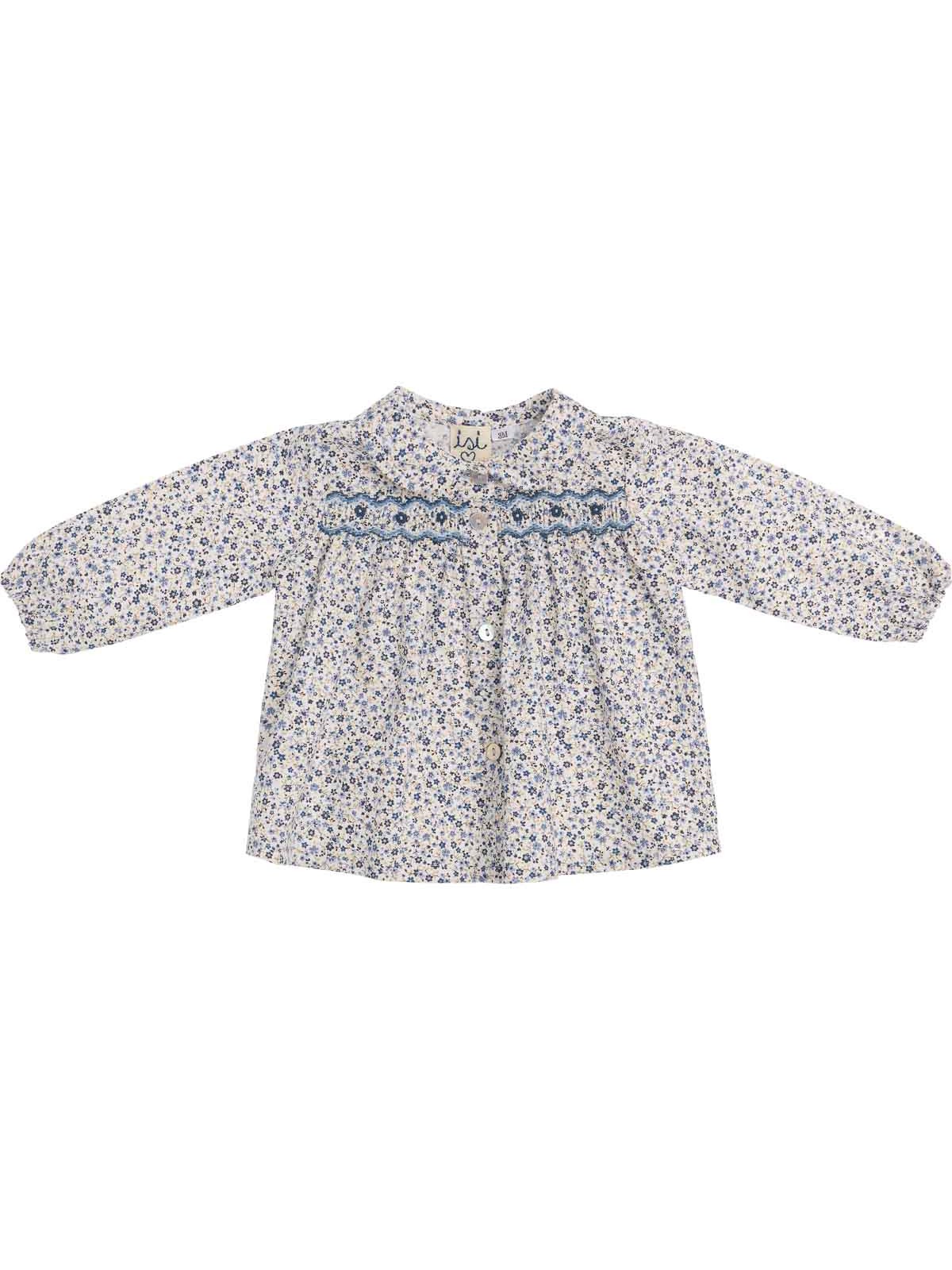 camicia in tessuto stampato con smock 