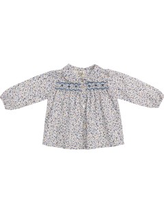 camicia in tessuto stampato con smock 