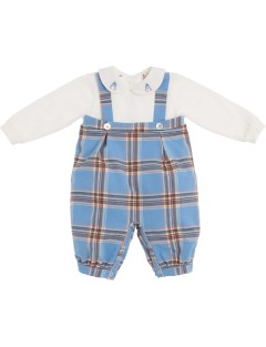 tutina in tartan moda e interlock con ricamo pinguini colletto