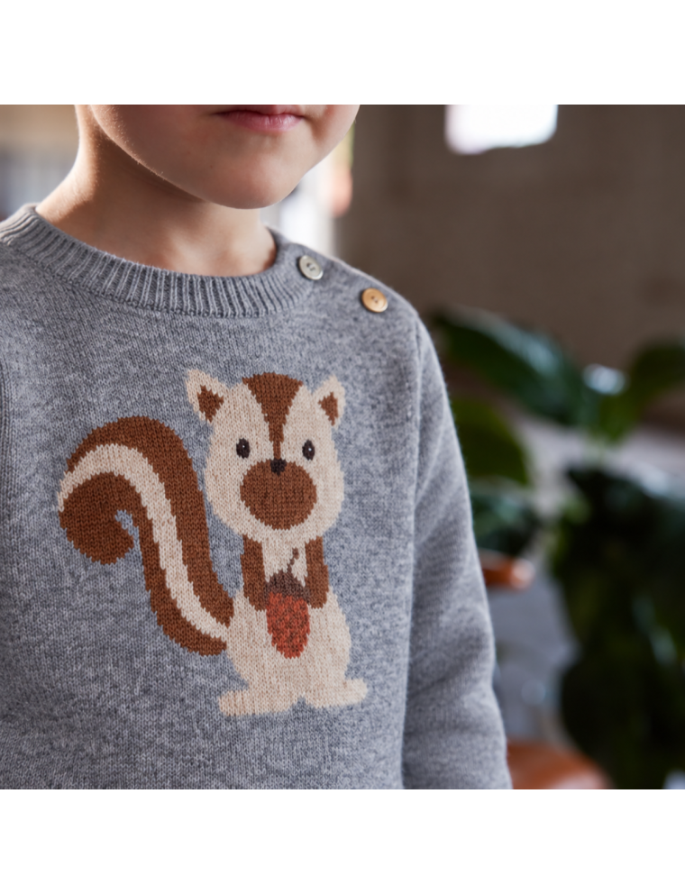pullover in lana/cashmere con jacquard scoiattolo