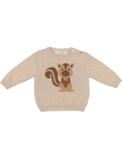 pullover in lana/cashmere con jacquard scoiattolo