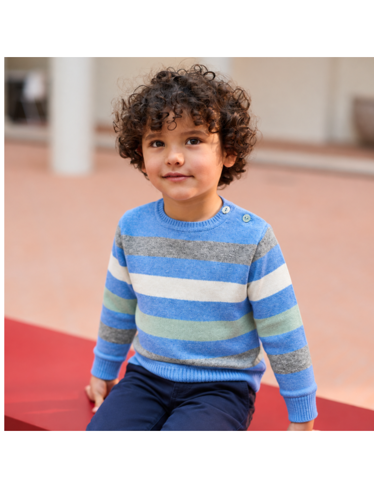 wool/cashmere boy pullover with stripes