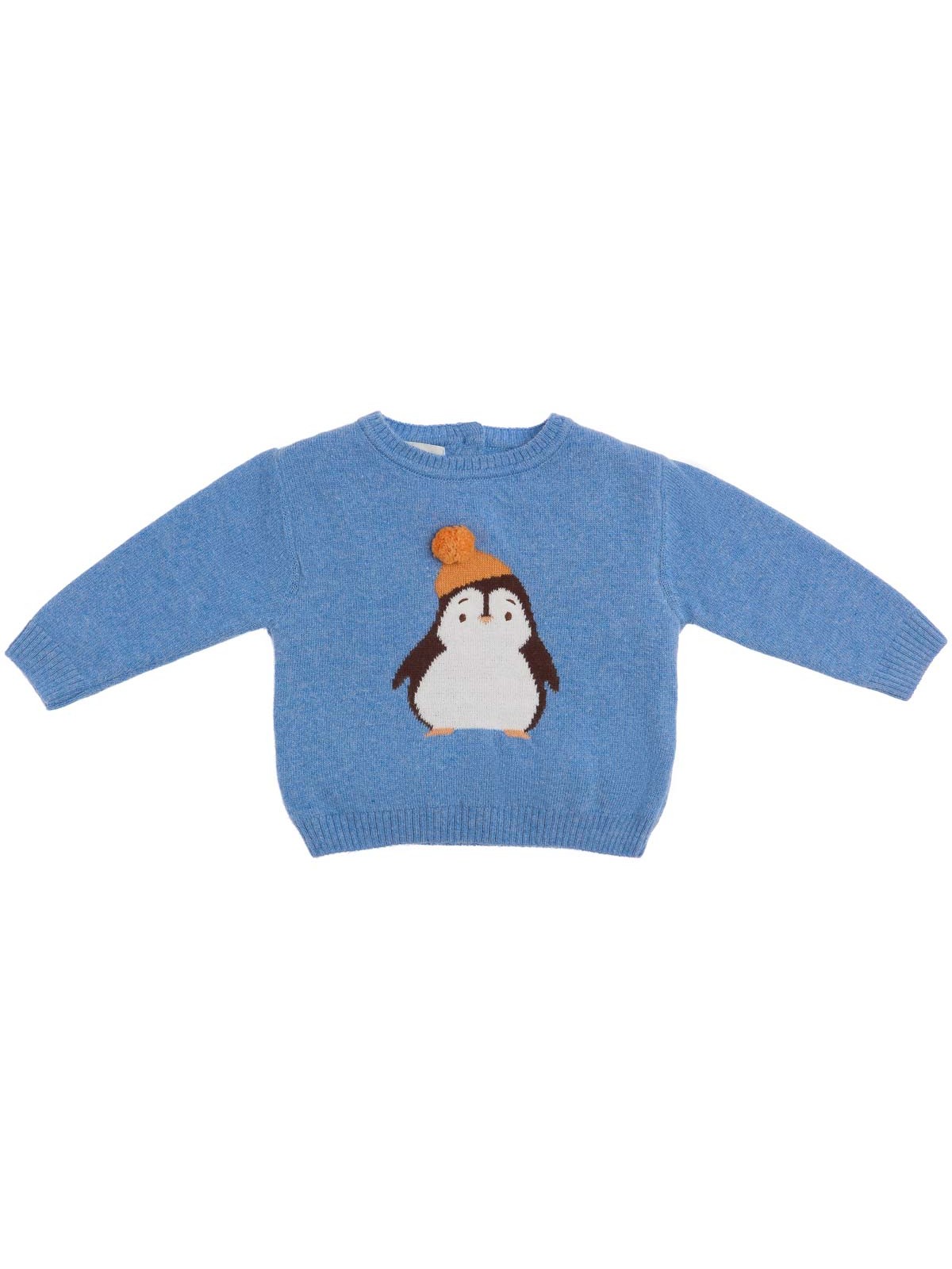 wool/cashmere pullover with penguin inlay work
