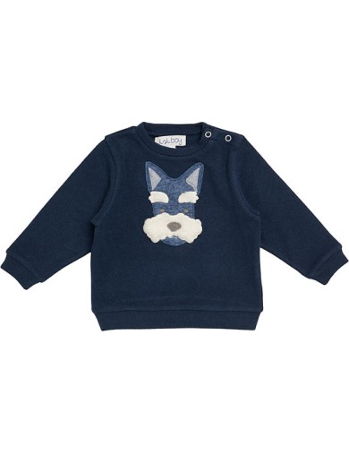 knitted fabric boy sweater with dog patch