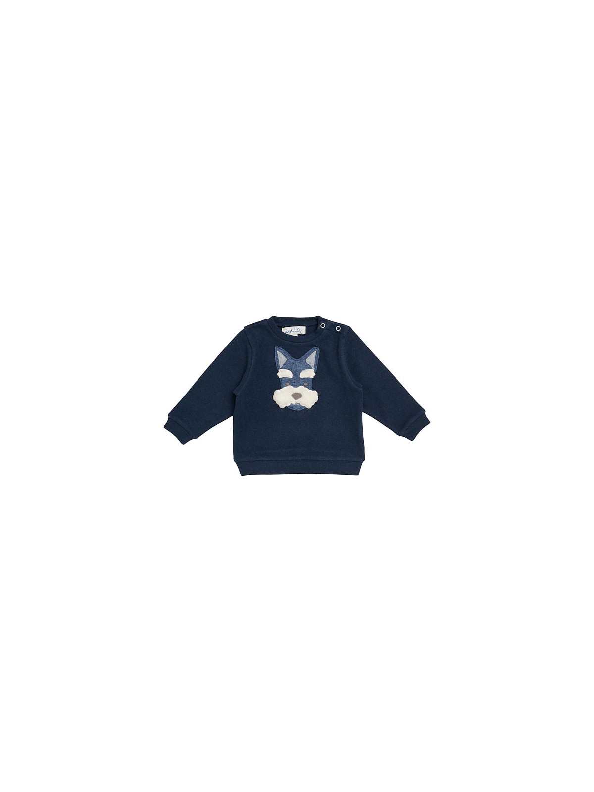 knitted fabric boy sweater with dog patch