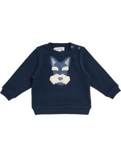 knitted fabric boy sweater with dog patch
