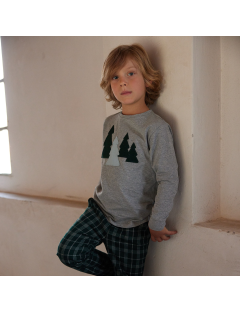 t-shirt in jersey con patch abeti