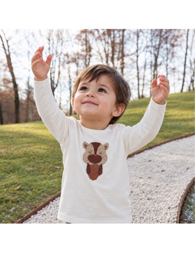 t-shirt in jersey con patch scoiattolo