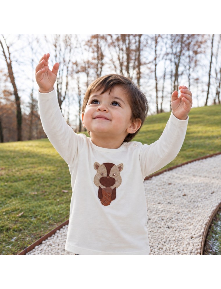 t-shirt in jersey con patch scoiattolo