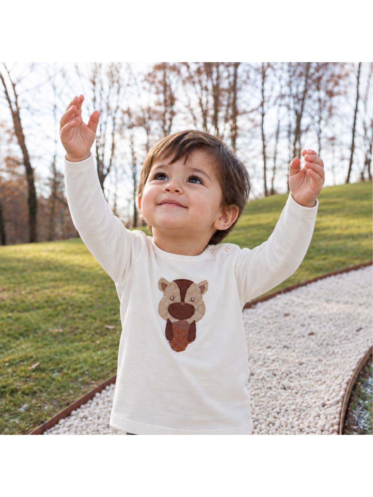 t-shirt in jersey con patch scoiattolo