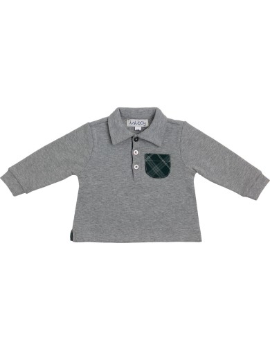polo in interlock con rifiniture in tartan