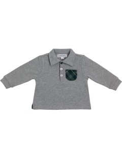 polo in interlock con rifiniture in tartan
