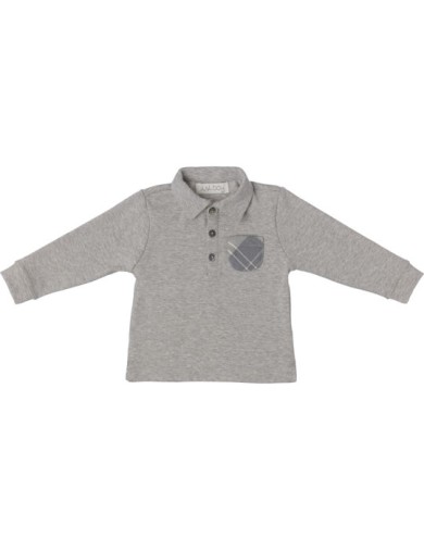 polo in interlock con rifiniture in tartan