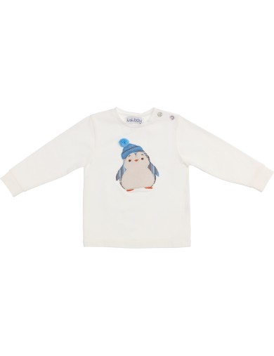 T-shirt in jersey con patch pinguino