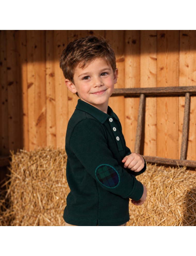 polo in interlock con rifiniture in tartan moda 