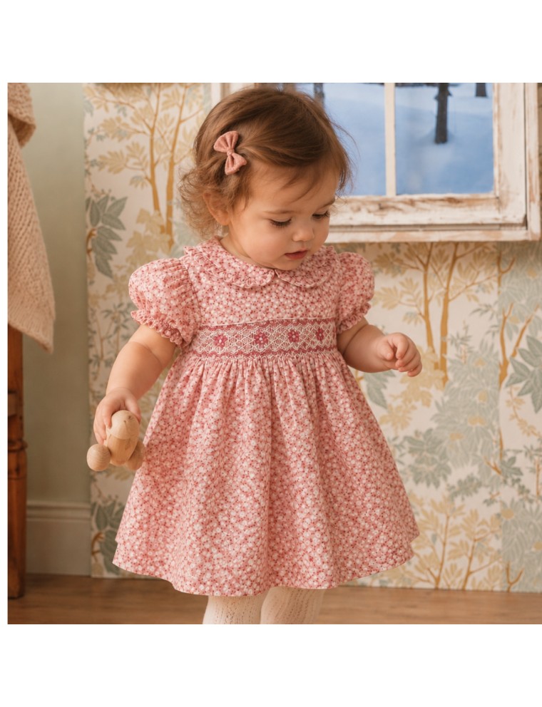 vestito in tessuto stampato con smock