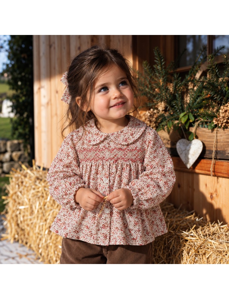 camicia in tessuto stampato con smock