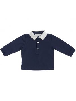 jersey polo with cotton collar