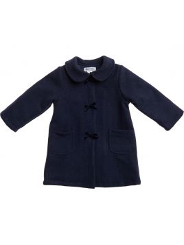 cappotto in maglia di lana con fiocchi in velluto