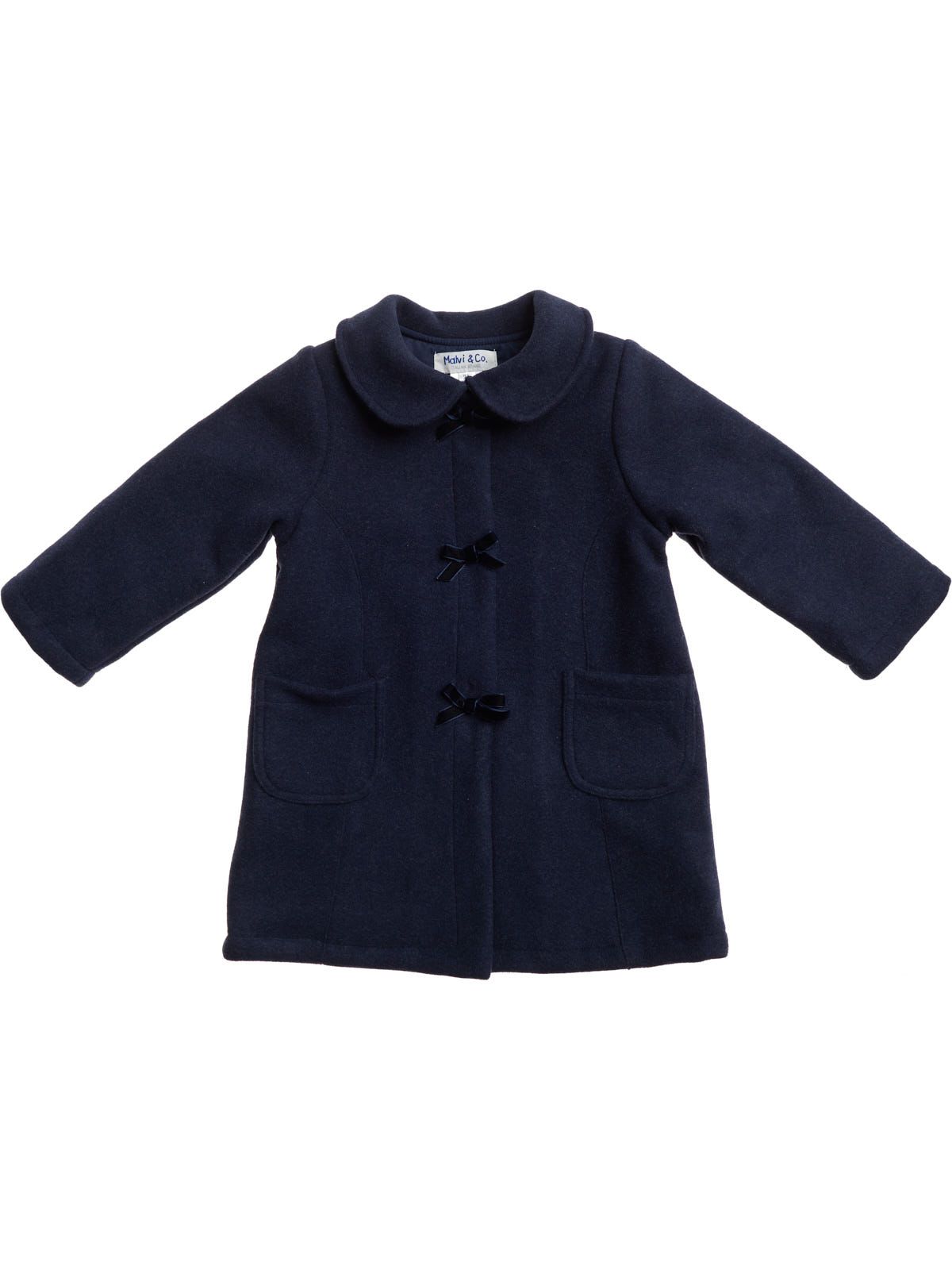 knitted wool coat with velvet ribbons