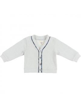cardigan bimbo in maglia tagliata con rifiniture in tartan