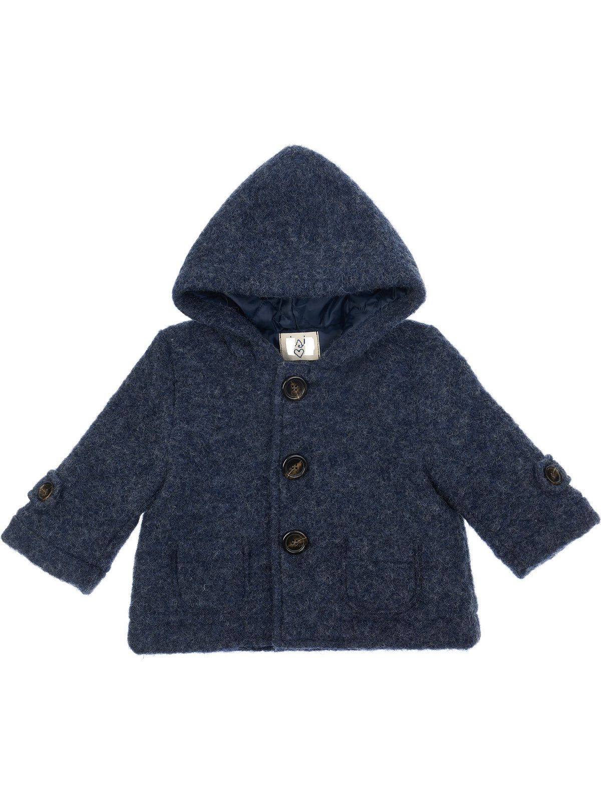 wool montgomery with with hood and pockets